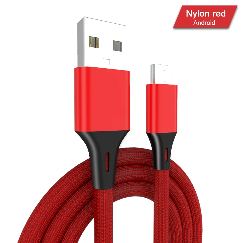 Кабель Micro USB A, кабели для быстрой зарядки и передачи данных, нейлоновый кабель для зарядки и синхронизации для Xiaomi Redmi Note 4 5, samsung, Android, кабель Micro Usb - Цвет: red