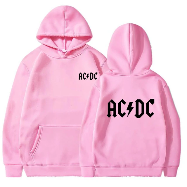 AC DC Flash Letter Print Women Gym Hooded Autumn Winter Fleece Warm Hoodies Sweatshirts