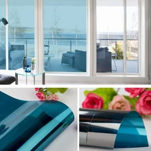 Синяя и Серебристая пленка для окон с контролем тепла, отражающая пленка для окон, одностороннее зеркало, Высококачественная пленка для окон, самоклеящаяся пленка