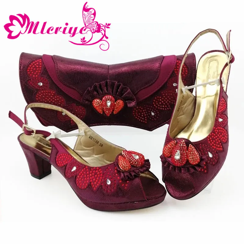 

Latest style African Shoes And Bag Set For Party High Quality Italian Ahoes And Bags To Match Women