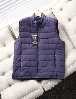 Dark purple Осенне-зимний мужской модный Свободный хлопковый стеганый плиссированный Повседневный жилет, мужской трендовый цветной терможилет с воротником-стойкой, верхняя одежда - Цвет: Dark purple