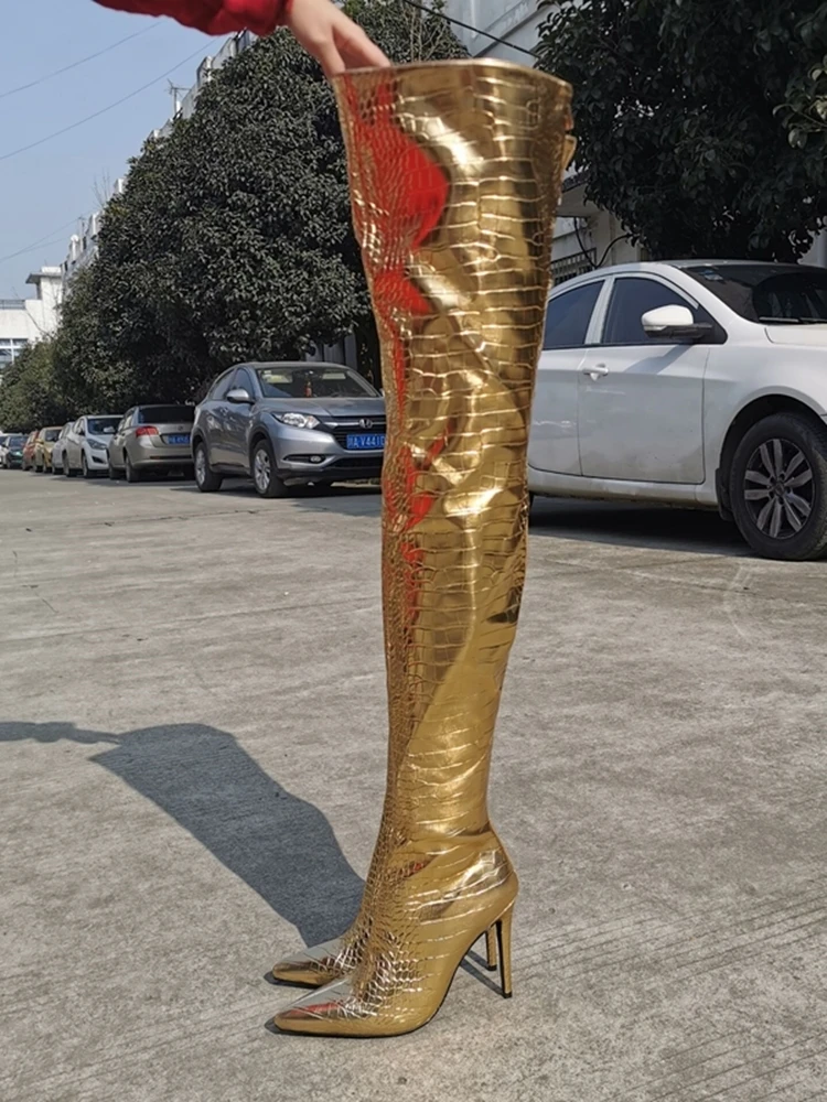 gold long boots