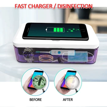 

UV Light Sterilizer Box for Face Masks Smartphone Beauty Tools Kills 99.9% of Germs with 6 LEDs sterilization / fast charger