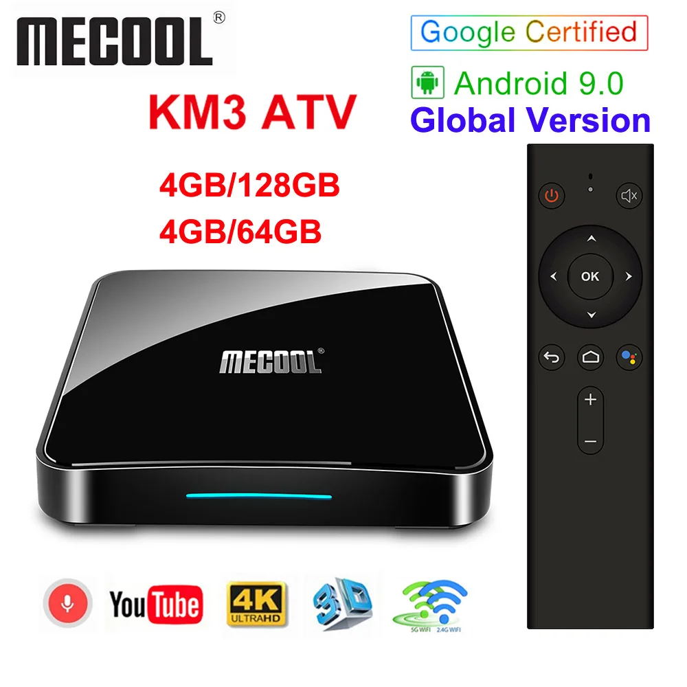 Billig Androidtv 9,0 Google Zertifiziert MECOOL KM9 PRO 4 GB 32 GB Android 9.0 TV Box Amlogic S905X2 4 K Stimme 2,4G 5G Dual Wifi BT4.0 KM9ATV