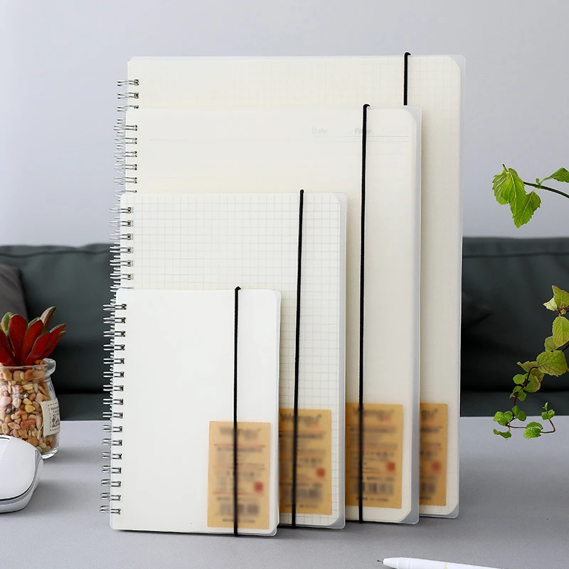

A5 Spiral Transparent Cover Notebook Papelaria Stationery Small Diary Notepad Dotted Grid Blank Planner Agendas School