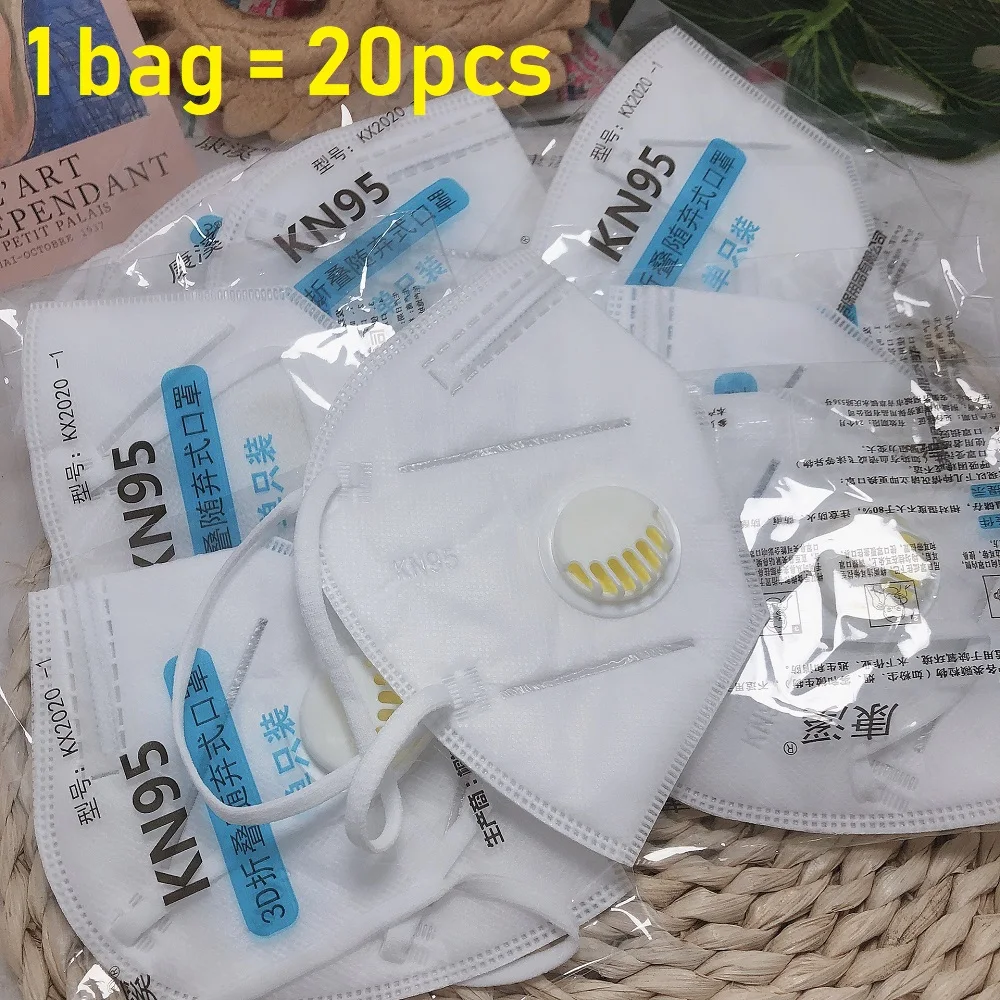 

20PCS KN95 Dustproof Anti-fog And Breathable Face Masks 95% Filtration N95 Masks Features as KF94 FFP2 5-Layer Kn95