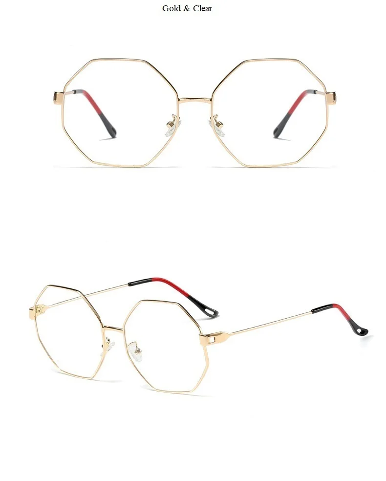 Многоугольная Ультралегкая оправа из золотистой проволоки, очки для женщин, винтажные брендовые пикантные очки, оправа золотистого и черного цвета, прозрачные линзы, очки