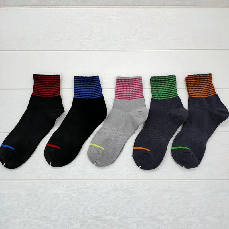 Короткие носки в студенческом стиле для школьников; сезон осень-зима; теплые новые модные женские винтажные носки; женские носки в полоску; 5 пар