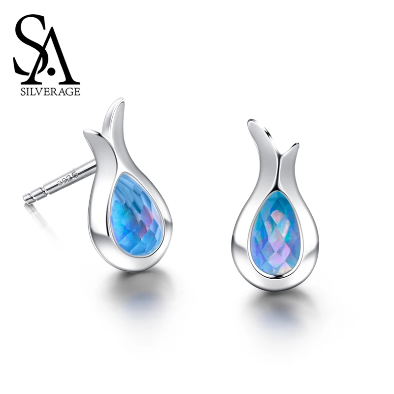 SA SILVERAGE женские корейские простые Joyas De Plata 925 серьги-гвоздики, элегантные серебряные 925 Женские S925 стерлинговые женские серьги русалки