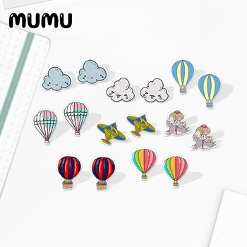 

2020 New Hot air balloon Stud Earring Funny Cloud Acrylic Earring Handmade Earrings Epoxy Printed Jewelry For Children