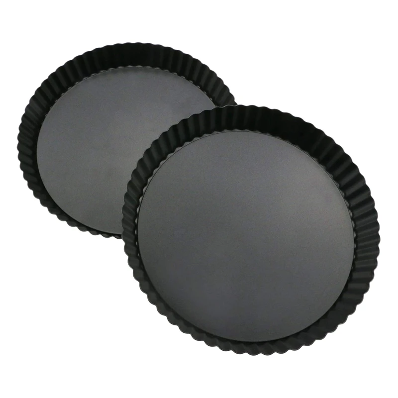 

ABSS-2 Pack 9 Inches Non-Stick Removable Loose Bottom Quiche Tart Pan, Tart Pie Pan, Round Tart Quiche Pan with Removable Base