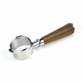 

54mm Coffee Bottomless Portafilter Filter Replacement Wooden handle Professional