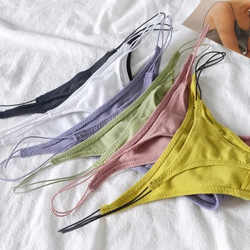 Thin Strap Cotton Thong Tangas Lingerie Sexy Underwear Low Waist Temptation Sex Panties String T Pants Seamless Briefs 3