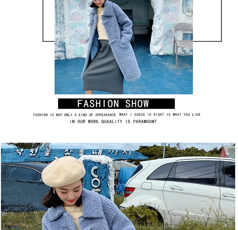 Shellsuning Winter LambsWool Soft Women Jackets Long Oversized Pocket Button Ladies Outwear Faux Fur Teddy Thick Warm Chic Coat