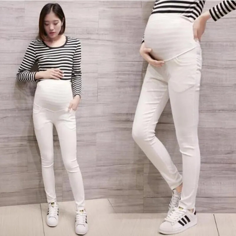 Весенние Брюки для беременных осенние брюки белые облегающие с высокой талией и