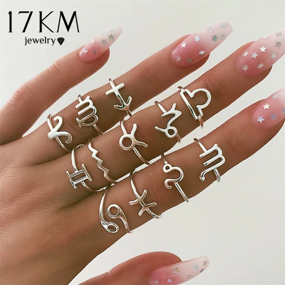 

17KM Trendy Silver Color Rings Set For Women Stainless Steel Ring 2019 Female Finger Statement Fashion Jewelry
