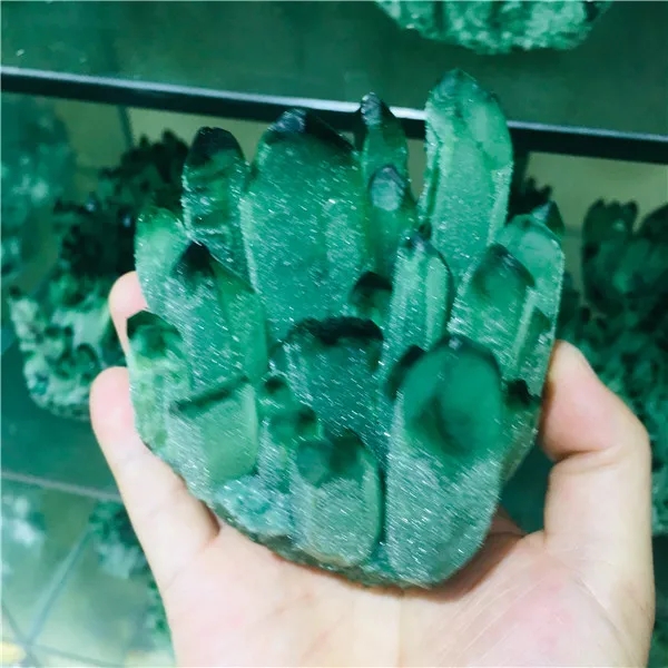 300-500g  natural green ghost quartz crystal cluster healing crystals raw gemstone specimen for home&office decoration fengshui 2