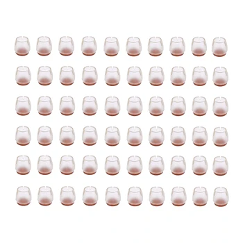 

Transparent Silicone Round Furniture Table Chair Leg Caps Floor Protectors Caps,with Felt Pads,Fit 0.67-0.83 In,60 Pack
