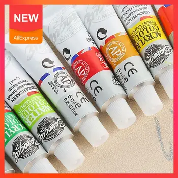 

12 Color/sets 6 ML Professional Acrylic Paint Watercolor Hand Painting Brush Watercolor Set Pigment Art Supplies Wall Set P1M2