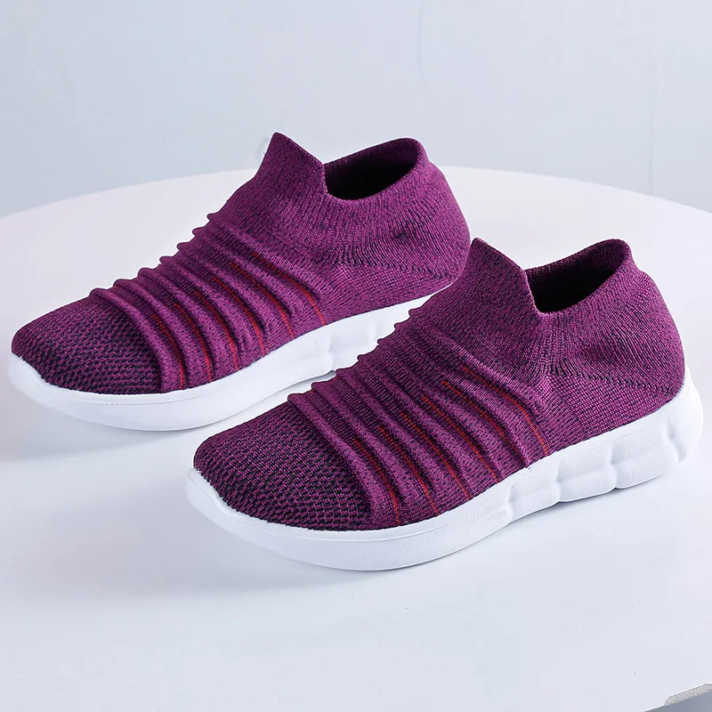 

2019 New Women Autumn Sneakers Sock Shoes Ladies Flats Platform Shoes Female Breath Mesh on Tenis Sneakers Creepers Shoes Woman
