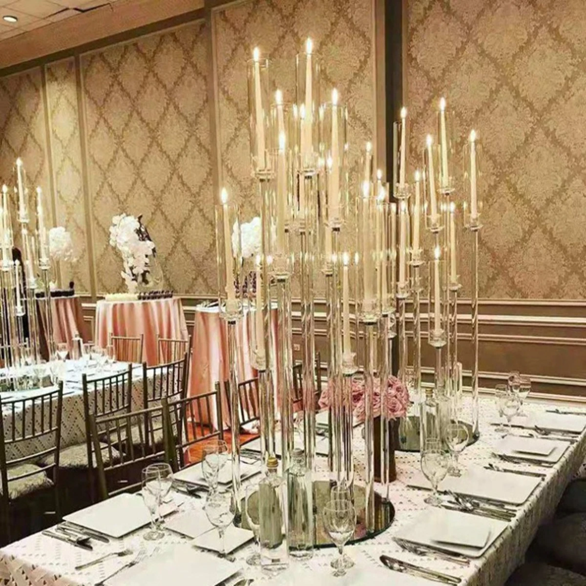 

10 шт.) Прозрачный кристаллический канделябр, 10 головок, центральный элемент, подсвечник AB0272