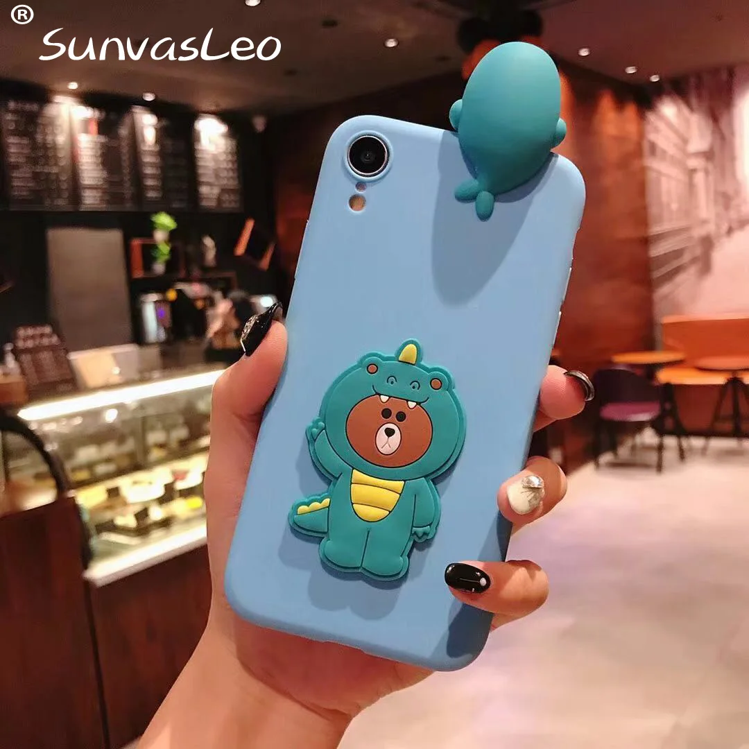 3D мультфильм животных мягкий чехол для телефона задняя крышка для samsung S6 S7 S8 S9 S10E S10 Плюс/M10 M20 M30/Note 8/9 A20 A30 A40 A50 A70 - Цвет: Blue Bear