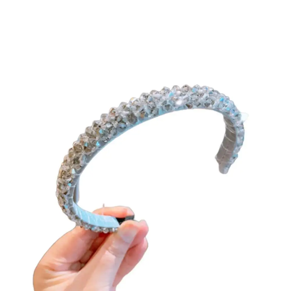 silver grey headband Модные блестящие Кристальные повязки для волос с бусинами, обруч для волос, Новая Бриллиантовая повязка для волос для женщин, стразы, повязки для волос, аксессуары для волос - Цвет: silver grey headband