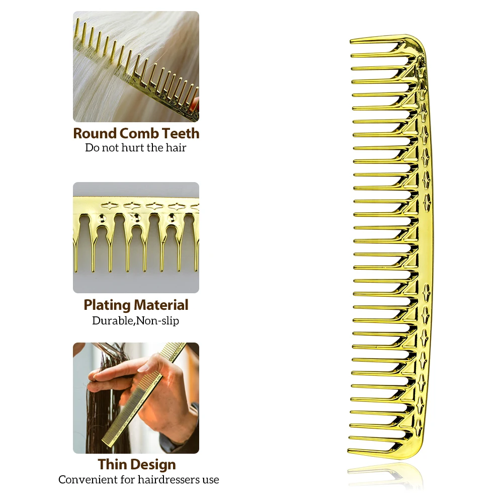 Волосы для парикмахерских салонов Профессиональный Гальваника золото волос Для Мужчин's масляная голова гребень для стрижки волос полый гребень Для женщин обрезки расческа