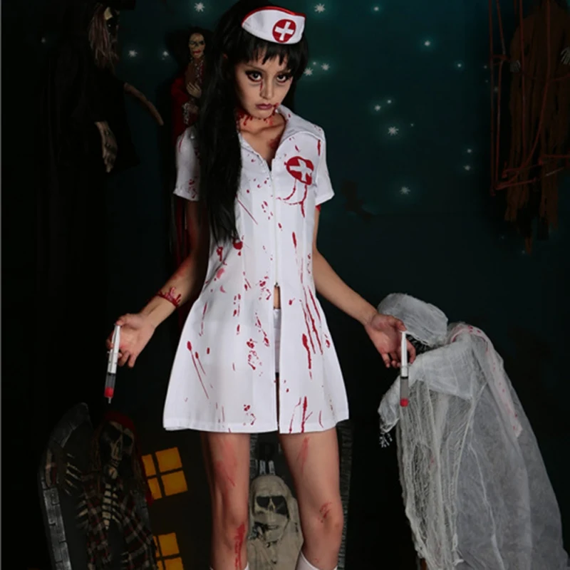 Новый зомби зеленый костюм для медсестры с маской Хеллоуин коспла вампир Женский