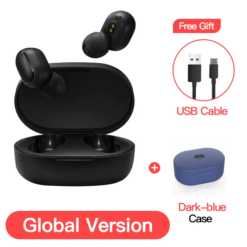 EN add darkblue case Глобальная версия Xiaomi Redmi Airdots TWS наушники стерео беспроводной шумоподавление с микрофоном громкой связи AI Bluetooth 5,0 - Цвет: EN add darkblue case