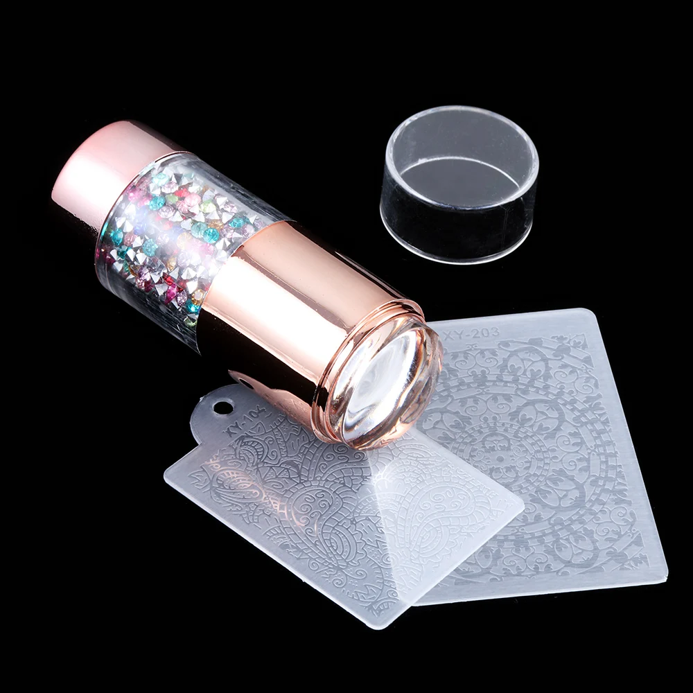 Двусторонний силиконовый штамп для стемпинга ногтей 3 шт. Желейная Хрустальная