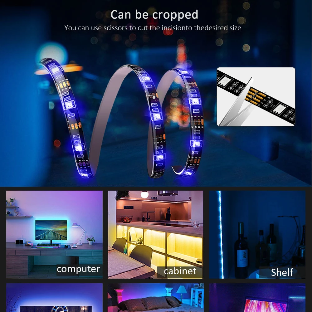 USB LED Strip DC 5V 50CM 1M 2M 3M 5M Flexible Led Usb Lamp RGB 5050 Bluetooth Control for Home Decoration TV Background Lights
