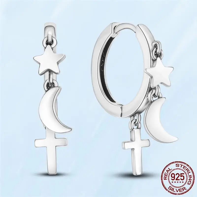 Silver Earrings Real 925 Sterling Silver Asymmetrical Heart Hoop Earrings for Women Fashion Silver Earring Jewelry Gift