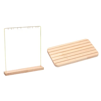 

Rings Display Tray Wooden Round Ring Holder for Shop Small & Jewelry Display Rack Stand Holder Earrings Hanging