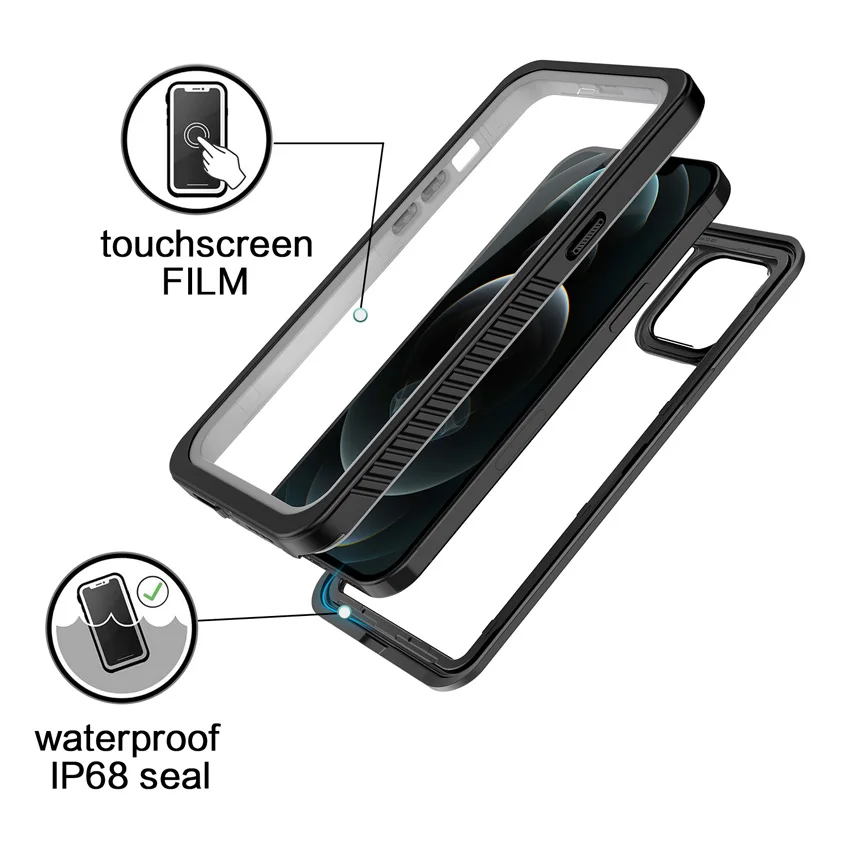 Full Sealed Underwater Case for Apple iPhone, Waterproof Diving Cover, iPhone 15,14,13, 12,11 Pro Max,, XS Max, XR, 6s,7, 8 Plus