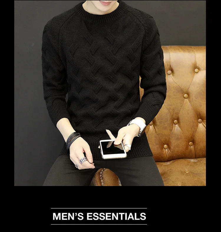 Black White Thick Sweater Long Leeve for Men Solid Loose Fashion Sweater Knitted Japan Style Mens Designer Sweater