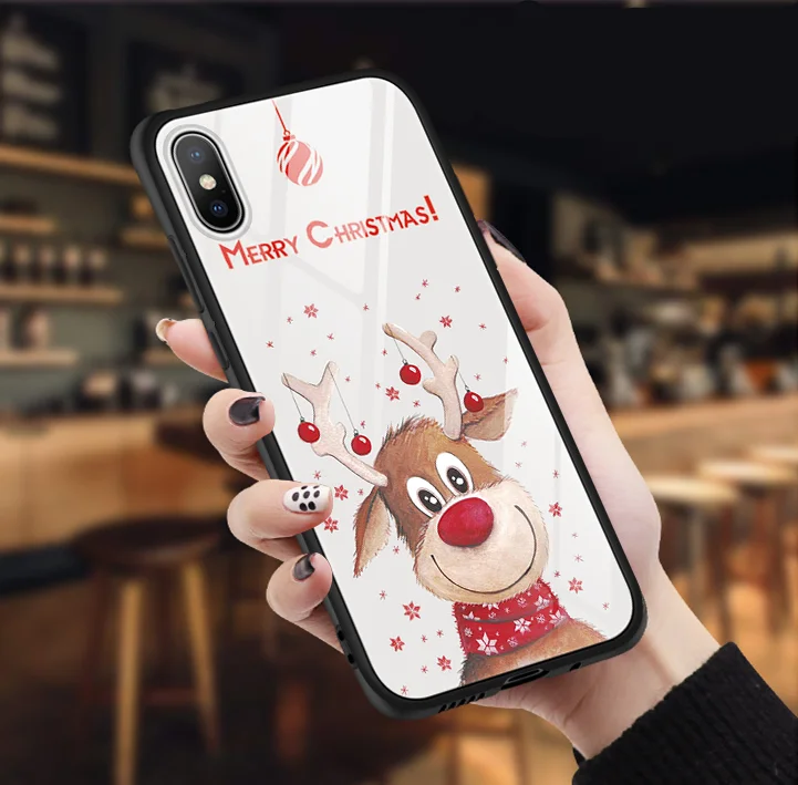 Merry Christmas чехол из закаленного стекла для iPhone Xs Max XR X 8 7 6 6s Plus 11 Pro Max Couple милый снеговик Роскошный чехол для телефона - Цвет: sdbdxlu