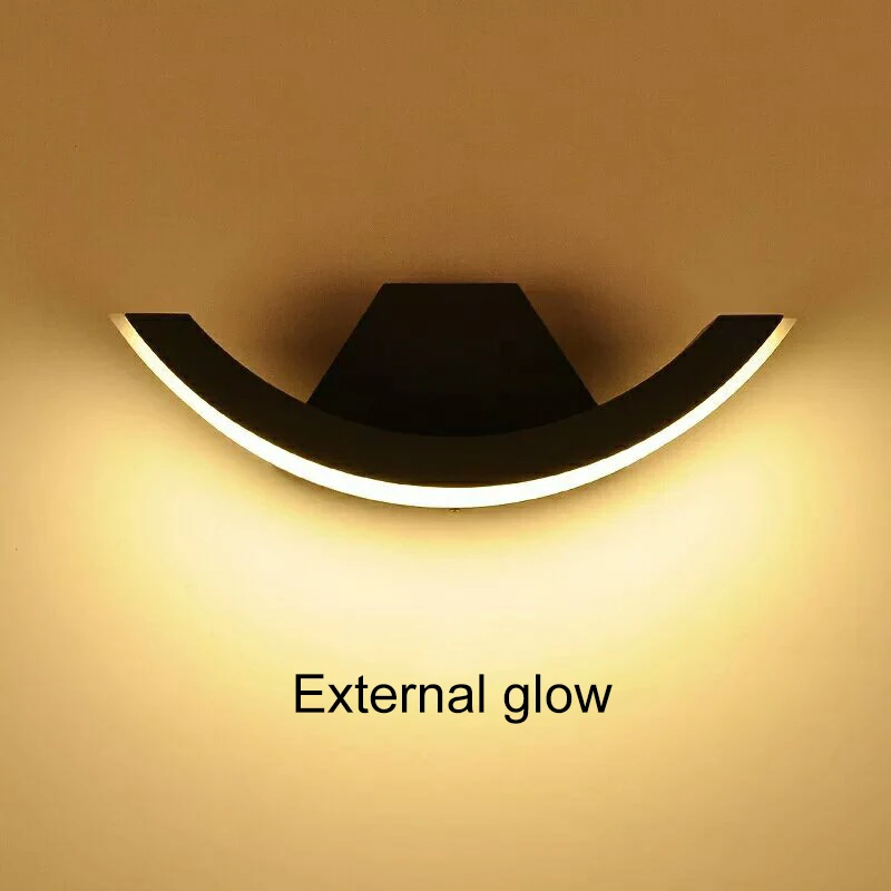 External glow - 18W Moden Водонепроницаемый светодиодный бра для крыльца, настенные светильники, наружный IP65 сенсор, лампа, ландшафтный прожектор, балкон, коридор, сад ZBW0013 - Испускаемый цвет: External glow - 18W