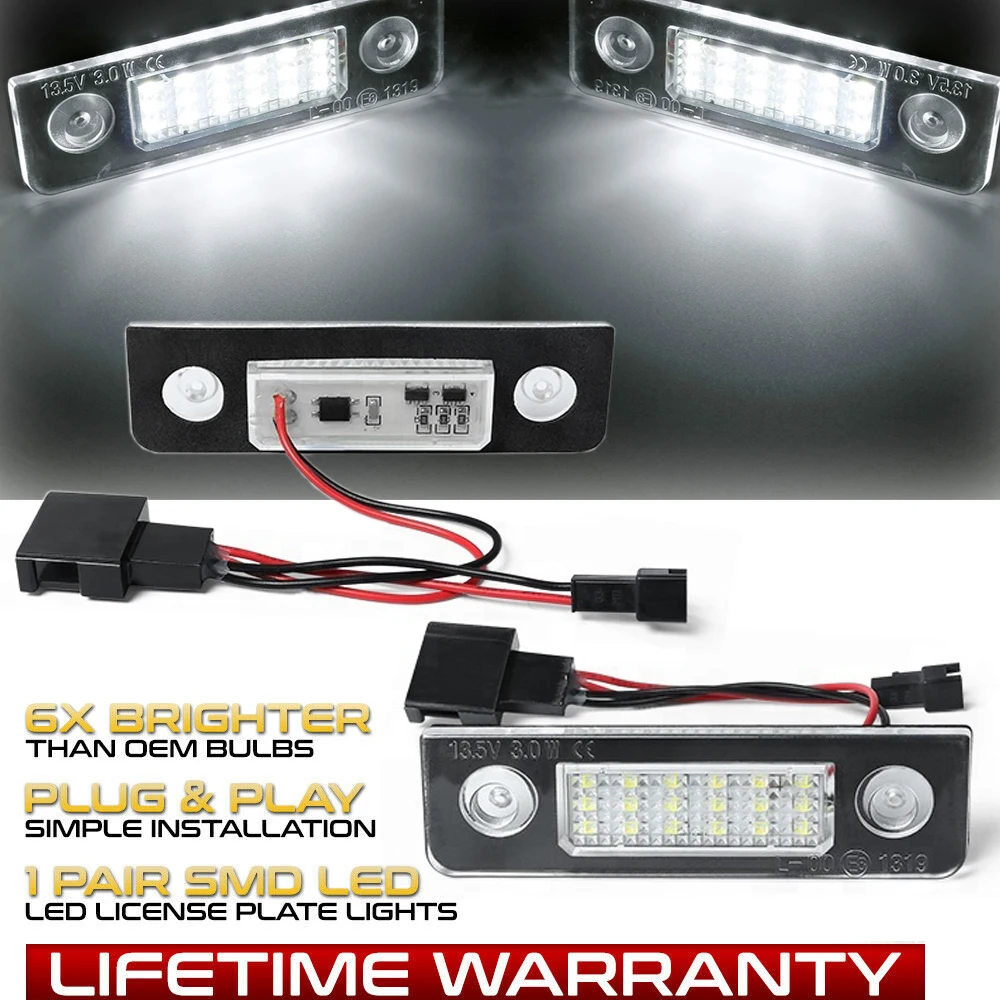

2Pcs Error Free LED Number License Plate Light Lamps For Skoda Octavia 2 2003 -2019 Facelifted 2003-2012 Roomster 5J 2006-2010