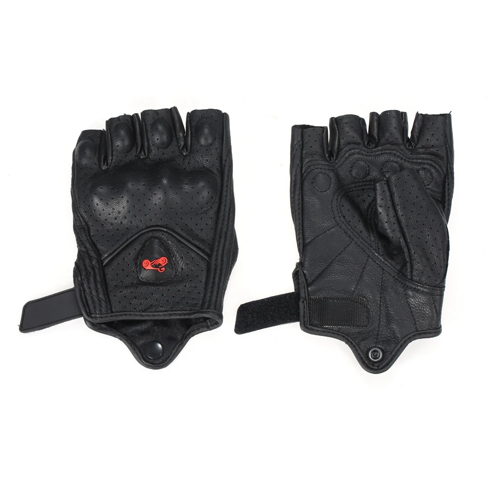 Motorcycle gloves Wear-resistant Leather Half Finger Gloves for Cycling Climbing Outdoor Black