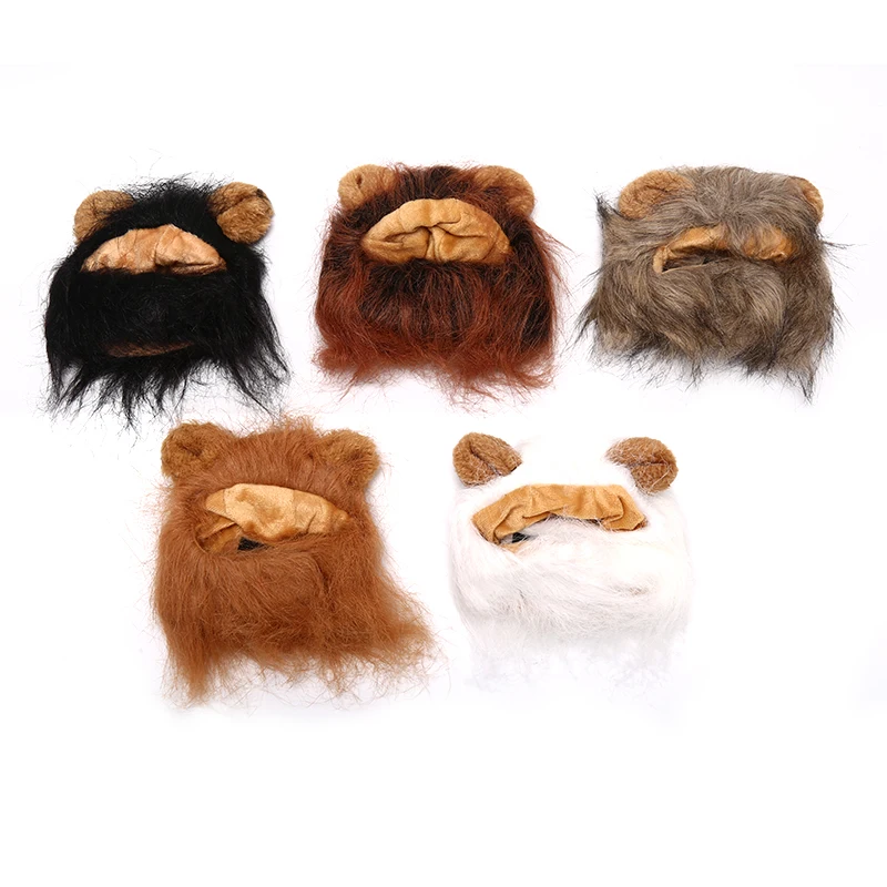 For Cat Halloween Xmas Clothes Fancy Dress with Ears Autumn Winter Funny Cute Pet Costume Cosplay Lion Mane Wig Cap Hat