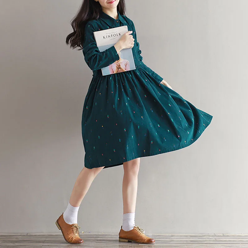Мода 2020 винтажная одежда платья для женщин свободные с длинным рукавом Vestidos casuales