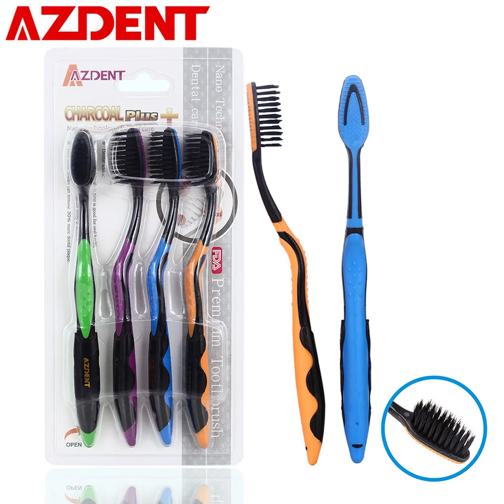 

4pcs/pack Bamboo Toothbrush Black Double Ultra Soft Toothbrushes Professional Dental Nano-antibacterial Tooth Brush for Adults