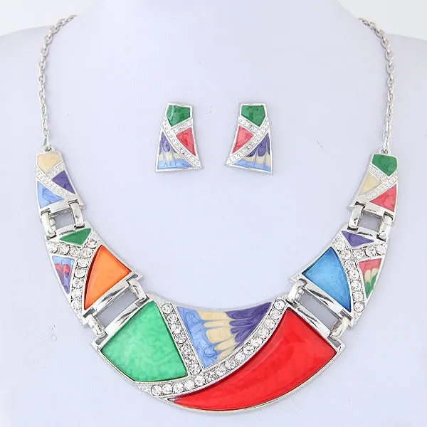KMVEXO Geometric Resin Pendant Beads Jewelry Sets For Women 2020 Statement Necklace Acrylic Marble Earrings Jewelry Set Bijoux - Image 2