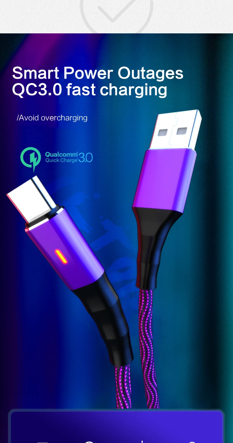 POPSTAND, быстрая зарядка, usb type C, светодиодный нейлоновый Micro USB кабель, 1,8 м, синхронизация данных, USB кабель для зарядки iphone, huawei, samsung