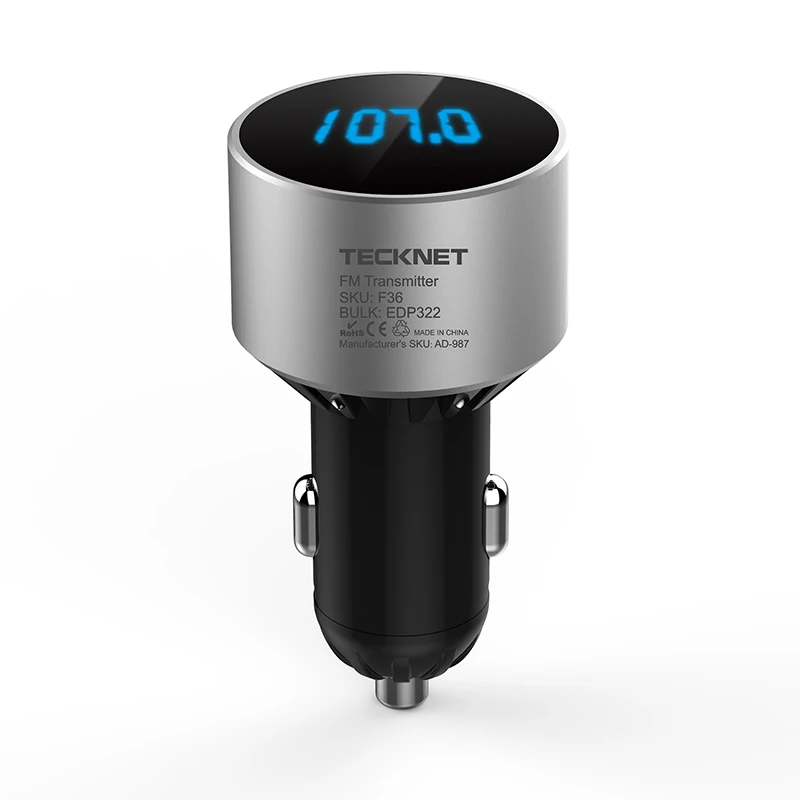 TeckNet 5 В/2.1A USB Автомобильное зарядное устройство 4,0 Bluetooth FM USB передатчик порты в автомобиле Универсальный беспроводной fm-передатчик радио адаптер - Тип штекера: Универсальный