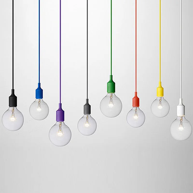 Pendant Lights Ceiling Creative Colored Chandelier Simple Living Room Bedroom Cafe Decoration Lustres E27 Lamp head Lamp holder