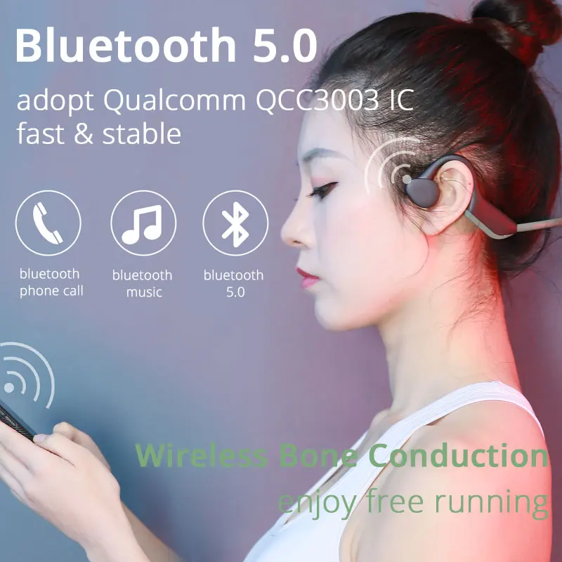 Bluetooth 5,0 гарнитура с костной проводимостью IP56 водонепроницаемые спортивные наушники с креплением на шее Беспроводные наушники с микрофоном