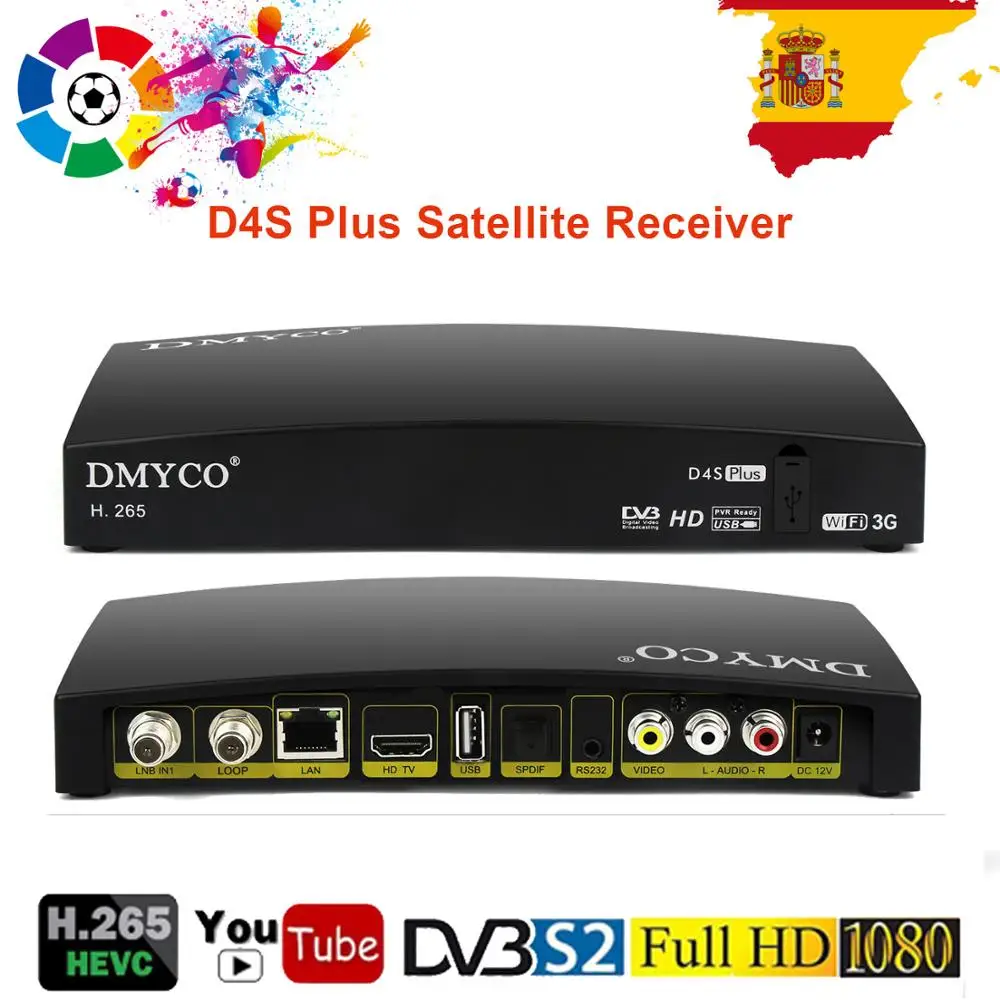 Горячая Распродажа 3 шт. DMYCO D4S плюс DVB-S2 цифровой спутниковый ресивер HD спутниковый ТВ рецептор Biss ключ 2 USB слот WiFi 3g Openbox V8S