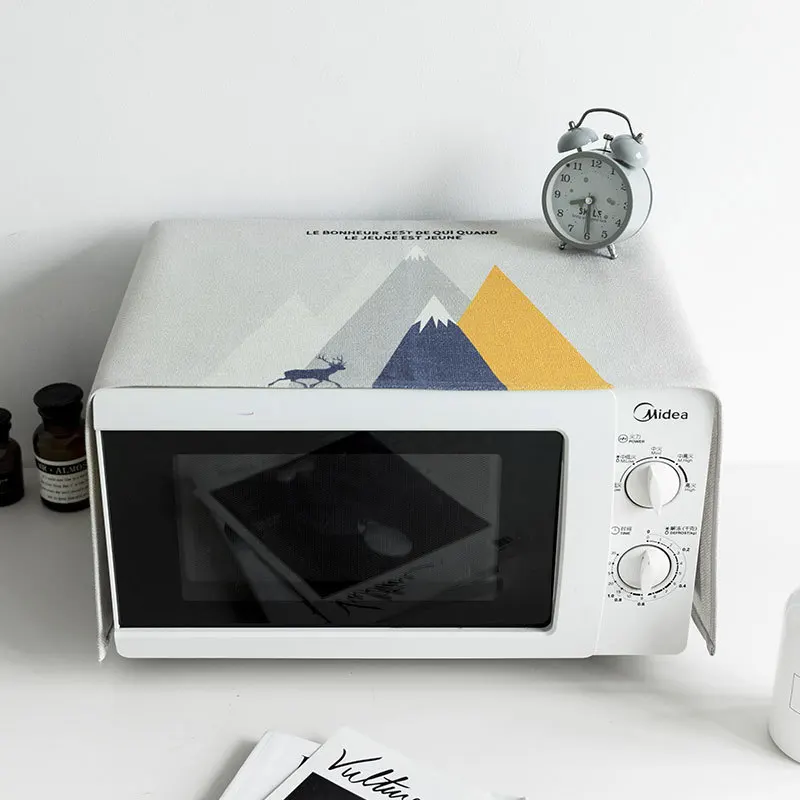 Simple Geometric Cotton and Linen Rectangular Microwave Cloth Cloth Fabric Dust Cover Oven Cover b